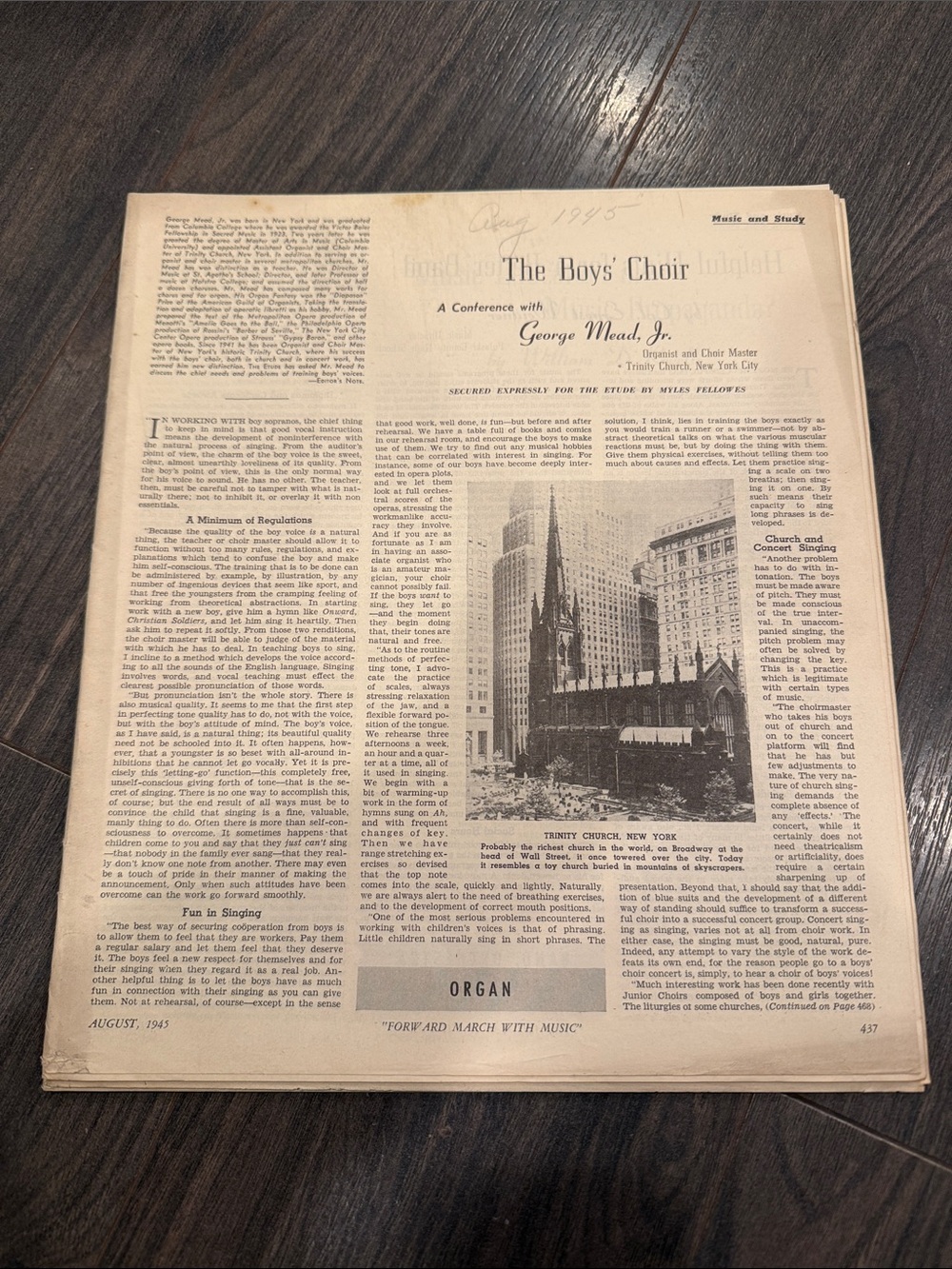 Vintage Boys' Choir Wall Art Print - Cream Newspaper Page